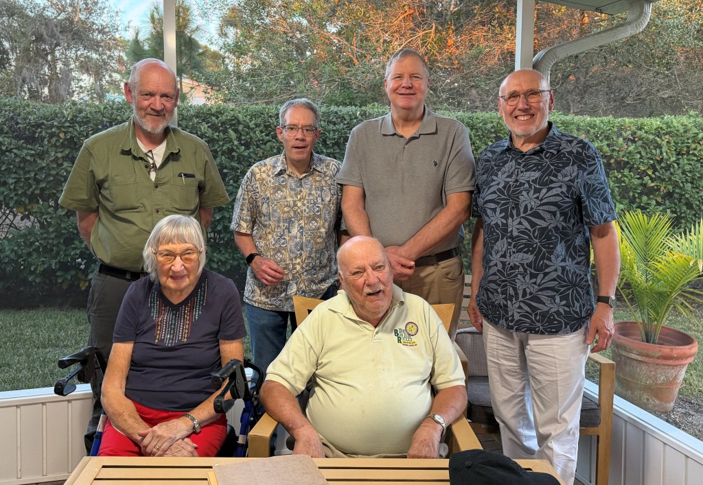 January 2026. Front row: Elaine Becker, Bill Schroder. Back row: Gus Touker, Phil Bernstein, Andy Elliot, David Gallagher.