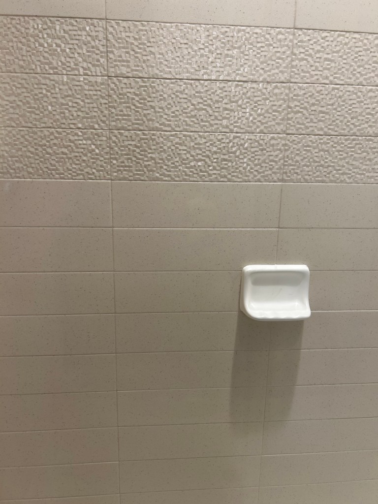 Shower wall with no grab bar