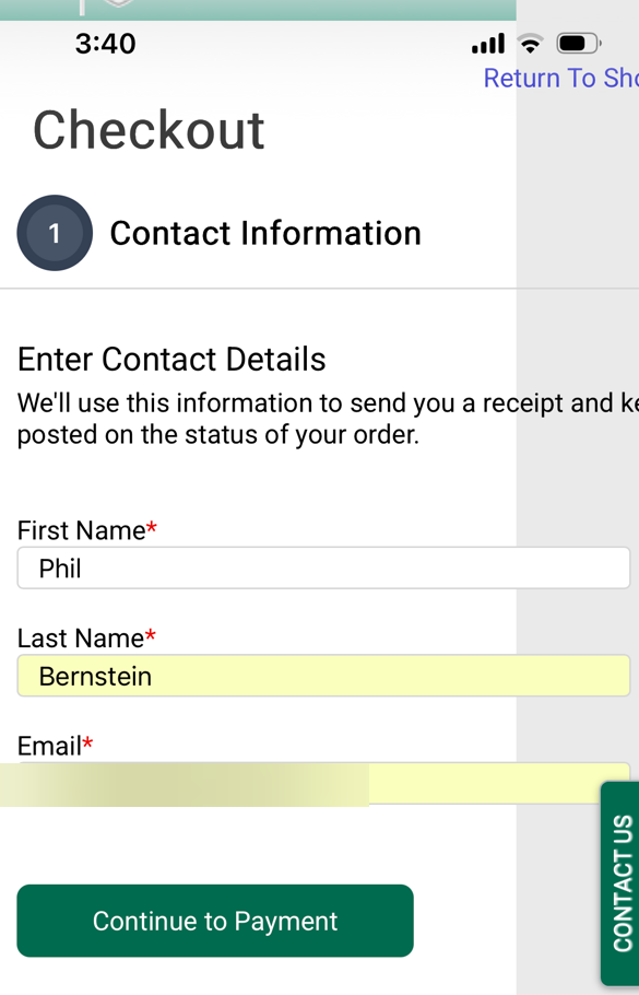 Enter contact details